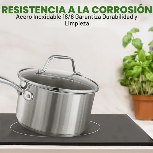 Vista 7 de NutriChef Olla de acero inoxidable de 2 cuartos de galón con tapa, cacerola resistente con asas ergonómicas, para todas las estufas