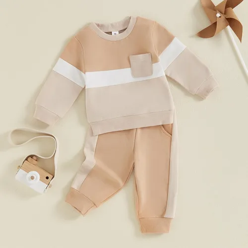Vista 9 de Conjunto de sudadera de manga larga con cuello redondo y pantalones deportivos para bebés, ropa de invierno para bebé