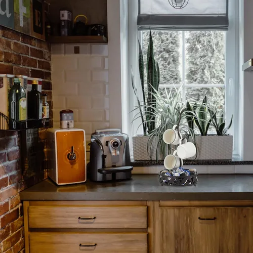 Vista 5 de Soporte para tazas, árbol de taza de encimera, tazas de café y tazas de té, estante de almacenamiento para tazas de café y tazas de té con área