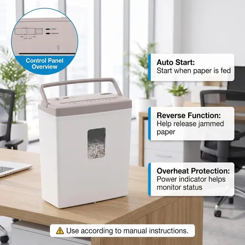 Vista 4 de Suntiko 6 Sheet Home Office Cross Cut Shredder Brown + White Negro