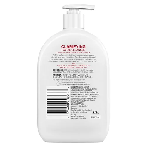 Vista 8 de Olay Limpiador Facial, Limpiador Facial Diario con Niacinamida, Péptidos y Glicerina - Clarificante, Refresca la Superficie de la Piel, Refina