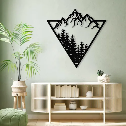 Vista 5 de Decoración de pared de metal de montaña y bosque, arte de pared de montaña de metal, arte de pared de grandes montañas, arte de pared de árbol