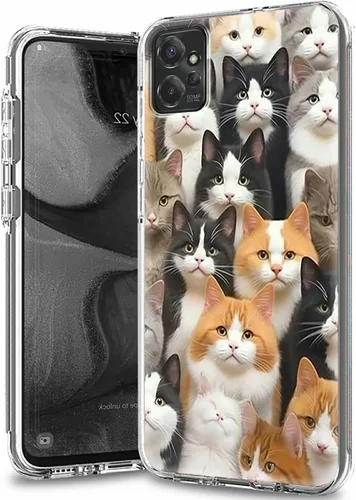 Vista 44 de Funda transparente para Motorola Moto G 5G 2023 con patrón de ciervo de bandera estadounidense para mujeres y hombres, doble capa híbrida de TPU