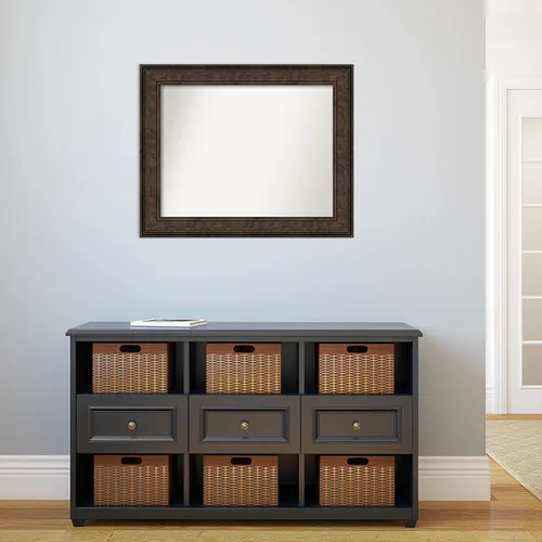 Vista 757 de Amanti Art Espejo de pared personalizado no biselado (25 x 25 pulgadas), marco de bronce acentuado, varios tamaños personalizados, espejo de baño