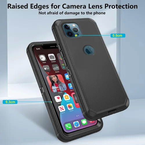 Vista 4 de Asuwish Funda de teléfono para iPhone 12 Pro Max 6.7 con protector de pantalla de vidrio templado y cubierta de celda, híbrida a prueba de golpes