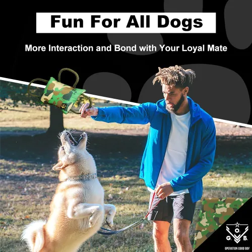 Vista 6 de O.G.B. Operation Good Boy - Almohada de juguete para perros, diseño de tres asas utilizado por entrenadores militares y deportivos, cordones