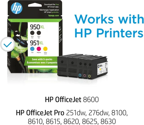 Vista 2 de HP 951XL/950XL CMYK Tinta Crtg Paquete de 5
