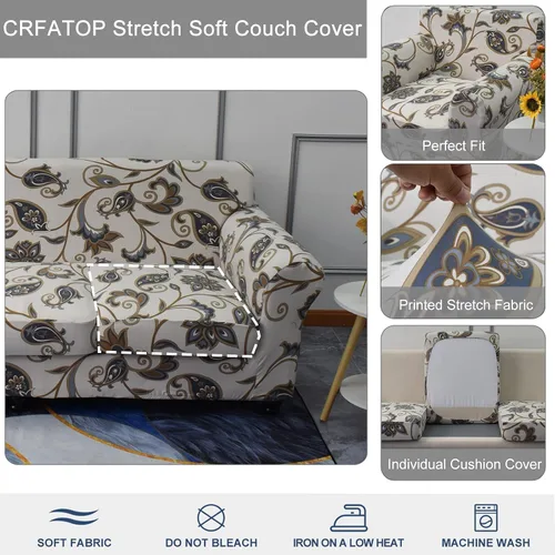 Vista 3 de CRFATOP Fundas para sillas suaves de 2 piezas para perros, fundas elásticas para sillón de 1 plaza, fundas de muebles de sofá lavables con 1 funda