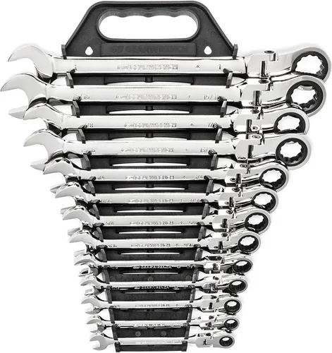 Vista 6 de GEARWRENCH Juego de llaves combinadas de trinquete con cabezal flexible de 7 piezas, 12 puntos, SAE - 9700