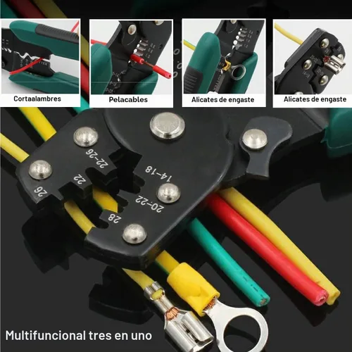 Vista 4 de Tnisesm Herramienta de prensado de cables, alicates de crimpado multifuncionales, pelacables y herramienta de engaste para conectores aislados