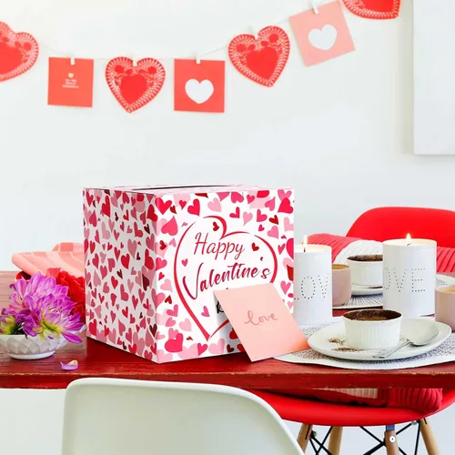 Vista 6 de Hxezoc Caja de Tarjetas de San Valentín Recuerdos Buzón Feliz Día de San Valentín Caja de Cartón para Aula de Niños, Día de San Valentín, Baby