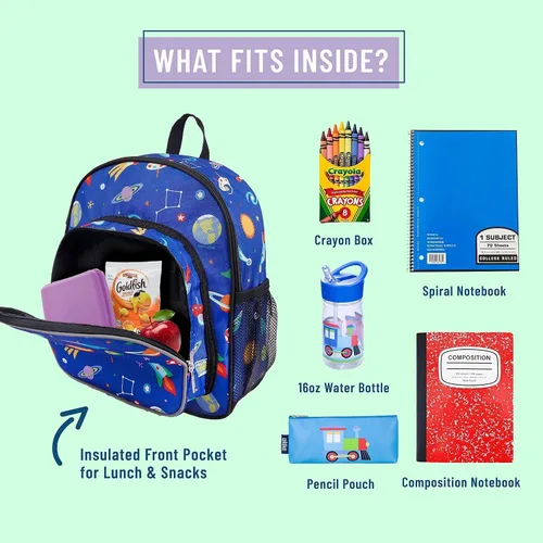 Vista 6 de Wildkin - Mochila infantil de 12.0in con máscara facial (fuera de este mundo)