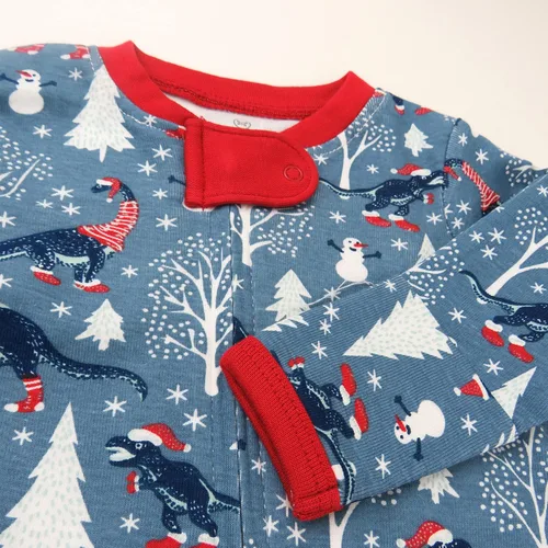 Vista 2 de HonestBaby Sleep and Play Footed Holiday Pajamas One-Piece Sleeper Zip-front Organic Cotton PJs Baby Boys, Girls, Unisex