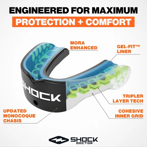Vista 4 de Shock Doctor Gel Max Power Carbon - Protector bucal convertible Blanco/Oro Lux