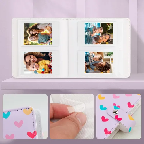 Vista 4 de Ruibytree Mini álbum de fotos para películas de 2 x 3 pulgadas, álbumes de fotos pequeños para cámaras instantáneas Fujifilm Instax Mini 12, 11, 9