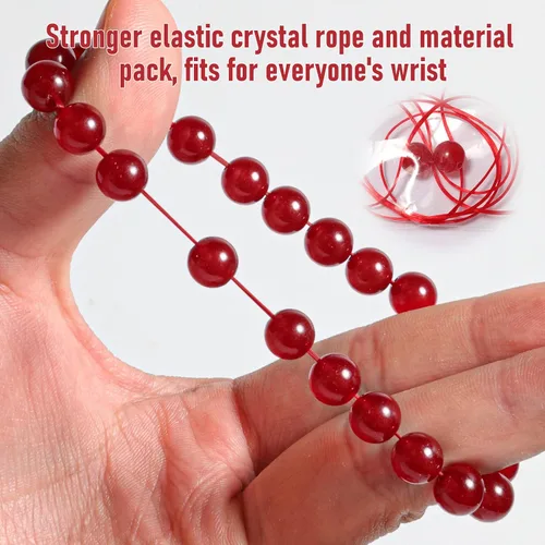 Vista 4 de Pulsera de protección elástica hecha a mano para mujeres y hombres, 0.315 in (0.31 pulgadas) con cuentas pulidas naturales de cristal curativo