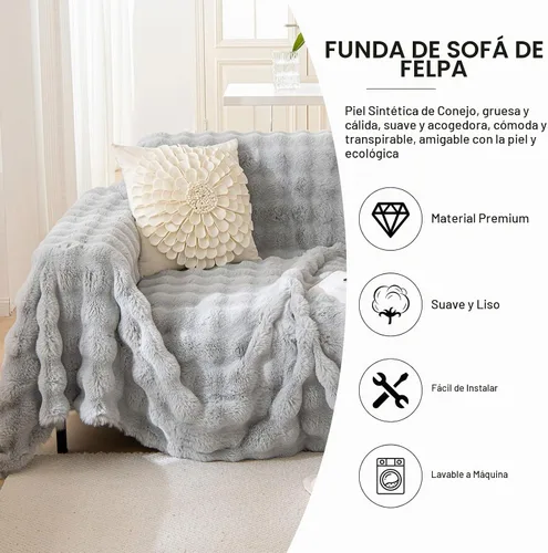 Vista 3 de AMWAN Funda de sofá de piel sintética de conejo ultra suave para sofá, cama, larga, gruesa, cálida, esponjosa, para perros, gatos, niños, manta