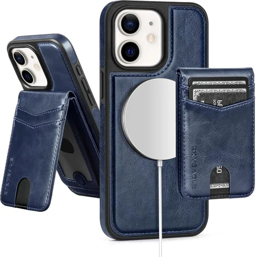 Vista 29 de SkyEagle - Funda tipo cartera compatible con MagSafe para iPhone 11, color negro Detachable Magnetic Credit Card Holder,RFID Blocking,PU