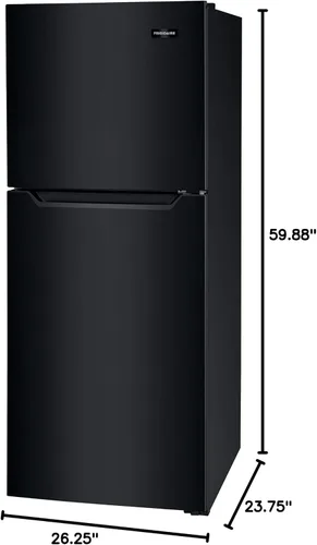 Vista 2 de Frigidaire 10.1 pies cúbicos Refrigerador compacto ADA con congelador superior en negro con panel de control electrónico, apertura de puerta