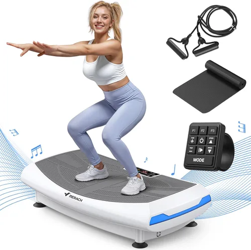 Vista 10 de Merach 4D Vibration Plate Exercise Machine with 450lbs Capacity, 120 Speeds Gris