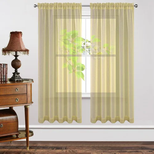 Vista 12 de Joydeco Juego de 2 paneles de cortinas traslúcidas blancas de 84 pulgadas de largo, cortinas traslúcidas de lino con bolsillo para barra