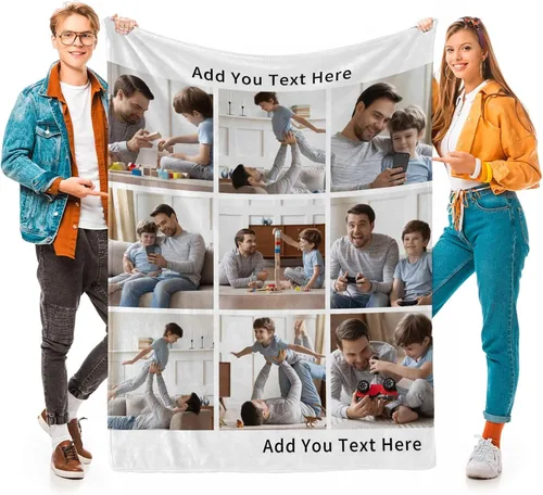Vista 10 de D-Story Mantas personalizadas con fotos, regalos personalizados para parejas, regalos de aniversario y cumpleaños para esposa, marido, novia, novio