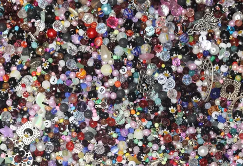 Vista 4 de Cuentas de ojo de gato, perlas, cristal, vidrio, acrílico, 3/4 libras sueltas surtidas mixtas kit de joyería, proyectos de manualidades