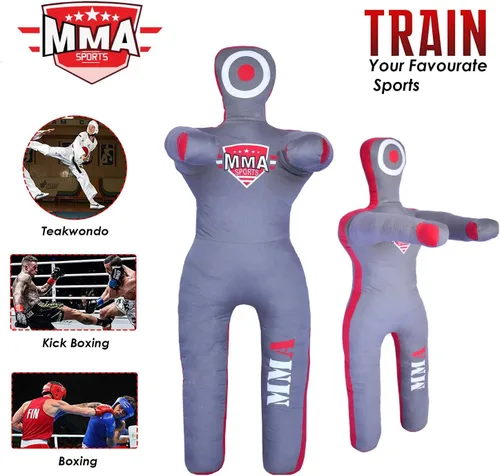 Vista 8 de MMA Deportes Brasileño JIU Jitsu Grappling Sumisión Lanzamiento Maniquí Punzonado Bolsa Pesada Kick Boxing Dummies SIN LLENAR Gris