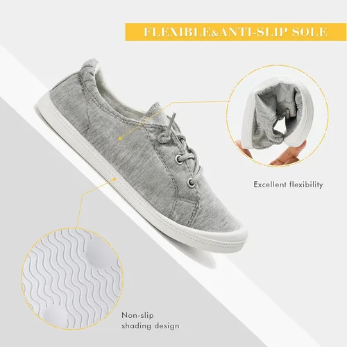Vista 5 de Funkymonkey Zapatos informales de lona, para mujer, tenis planos, sin cordones y cómodos
