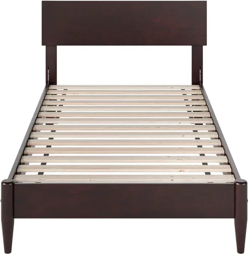 Vista 10 de AFI, Aria - Cama de plataforma moderna de perfil bajo de madera maciza, tamaño individual, color espresso