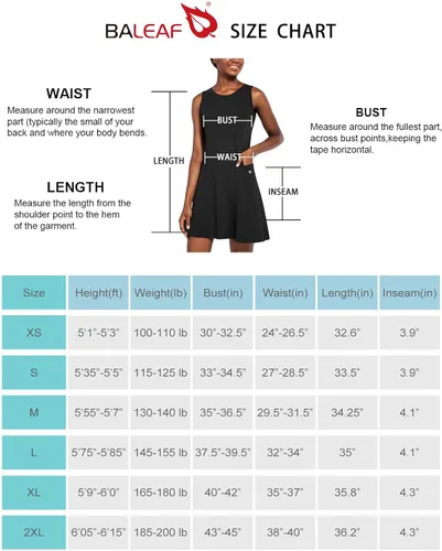 Vista 6 de BALEAF Vestido de golf para mujer, sin mangas, con pantalones cortos interiores, 4 bolsillos para ejercicio