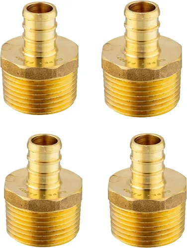 Vista 8 de 2 piezas Pex Barb Crimp accesorios de latón 1/2 pulgadas x 3/4 pulgadas NPT adaptador macho ASTM F1807,Para agua potable PEX1807024 (2)