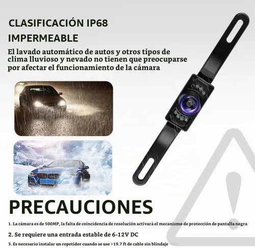 Vista 6 de Cámara de respaldo para automóviles con 8 luces, cámara de respaldo de visión nocturna SD de placa de matrícula con ángulo amplio de 170°, cámara