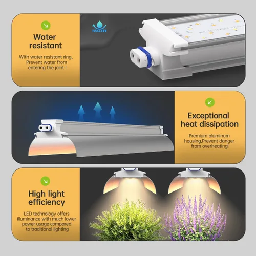 Vista 3 de Luz de cultivo colgante de 1.4 pies para plantas de interior, espectro completo con LED rojo de 660 nm, lámpara de cultivo T5 2020T, lámpara