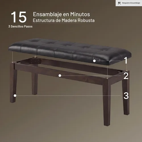 Vista 7 de Signature Design by Ashley Haddigan - Banco de comedor tapizado tradicional, color marrón oscuro
