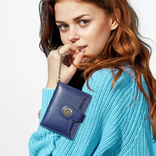 Vista 6 de Travelambo Rfid Wallet - Cartera de cuero para mujer, Azul profundo, Moda