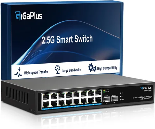 Vista 11 de GiGaPlus Switch Ethernet No Administrado de 6 Puertos 2.5Gb con 4 Puertos Base-T de 2.5G, 2 Puertos SFP+ de 10G. Switch de Red de 2.5Gbps