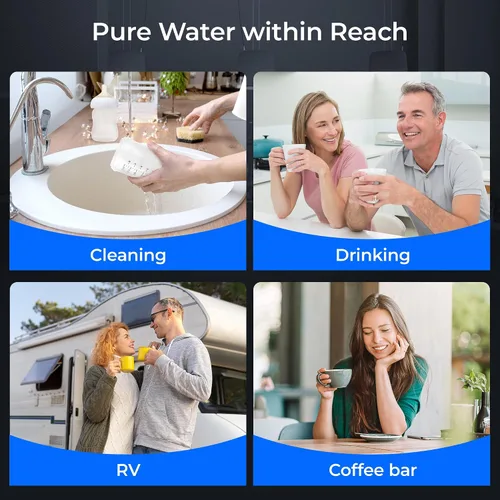 Vista 9 de Waterdrop AP13 Filtro de agua debajo del fregadero y filtro de agua para refrigerador 2-en-1, Sistema de filtro de agua en línea para refrigerador