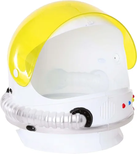 Vista 5 de Casco de disfraz de astronauta para adulto, casco de plástico con visera amarilla