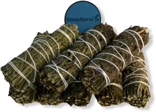 Vista 2 de NessaStores Ruda Rue - 30 barras para difuminar, 4 pulgadas atadas a mano, totalmente naturales, de origen ético para limpieza del hogar, limpieza