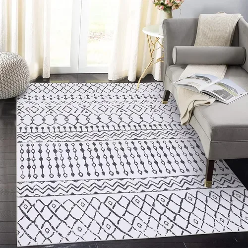 Vista 11 de COZYLOOM Tapete geométrico bohemio de 2 x 4 pulgadas, lavable a máquina, vintage, de felpilla marroquí, para interiores, antideslizante, cocina