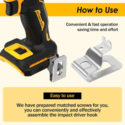Vista 5 de Pinzas de cinturón de acero inoxidable 304 para Dewalt con tornillos, kit de clips de herramientas de taladro, kit de gancho de repuesto para Dewalt