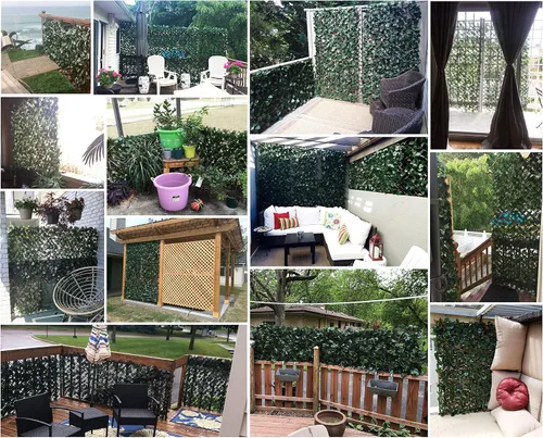 Vista 4 de Pantalla de Privacidad de Cerca Expandible para Balcón, Patio Exterior, Panel Decorativo de Cercado de Hiedra Artificial, Setos Artificiales
