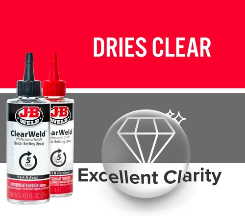 Vista 5 de J-B Weld Set epoxi ClearWeld de 5 minutos de tamaño profesional