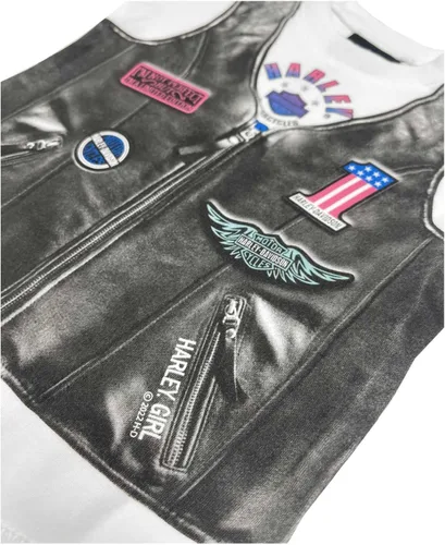 Vista 2 de Harley-Davidson Chaleco de piel sintética para bebé niña de manga corta - Blanco