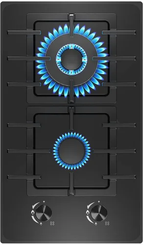 Vista 9 de Estufa de Gas de 2 Quemadores Tope de Cocina de Propano, Tope de Cocina de Gas de Vidrio Templado de 12 Pulgadas Quemador de Gas de Acero Inoxidable