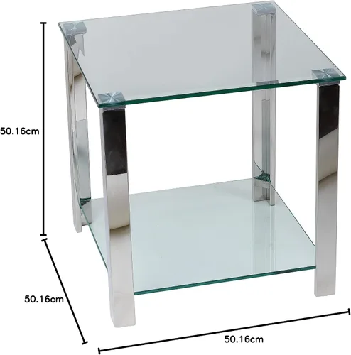 Vista 10 de Cortesi Home Melissa - Mesa auxiliar de cristal con doble estante, 20 pulgadas, color plateado