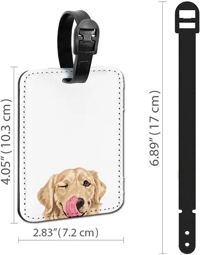 Vista 3 de WIRESTER Etiqueta de cuero PU para equipaje de equipaje de viaje - Winking Golden Retriever