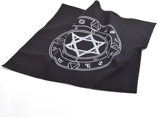 Vista 7 de BLESSUME Mantel de tarot de altar cuadrado negro tapiz hexagonal Wicca (negro)