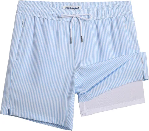 Vista 24 de maamgic Traje de Baño para Hombre 2 en 1, Pantalones Cortos de Natación de 17.8 cm para Hombre, Trajes de Baño, Pantalones Cortos de Tabla